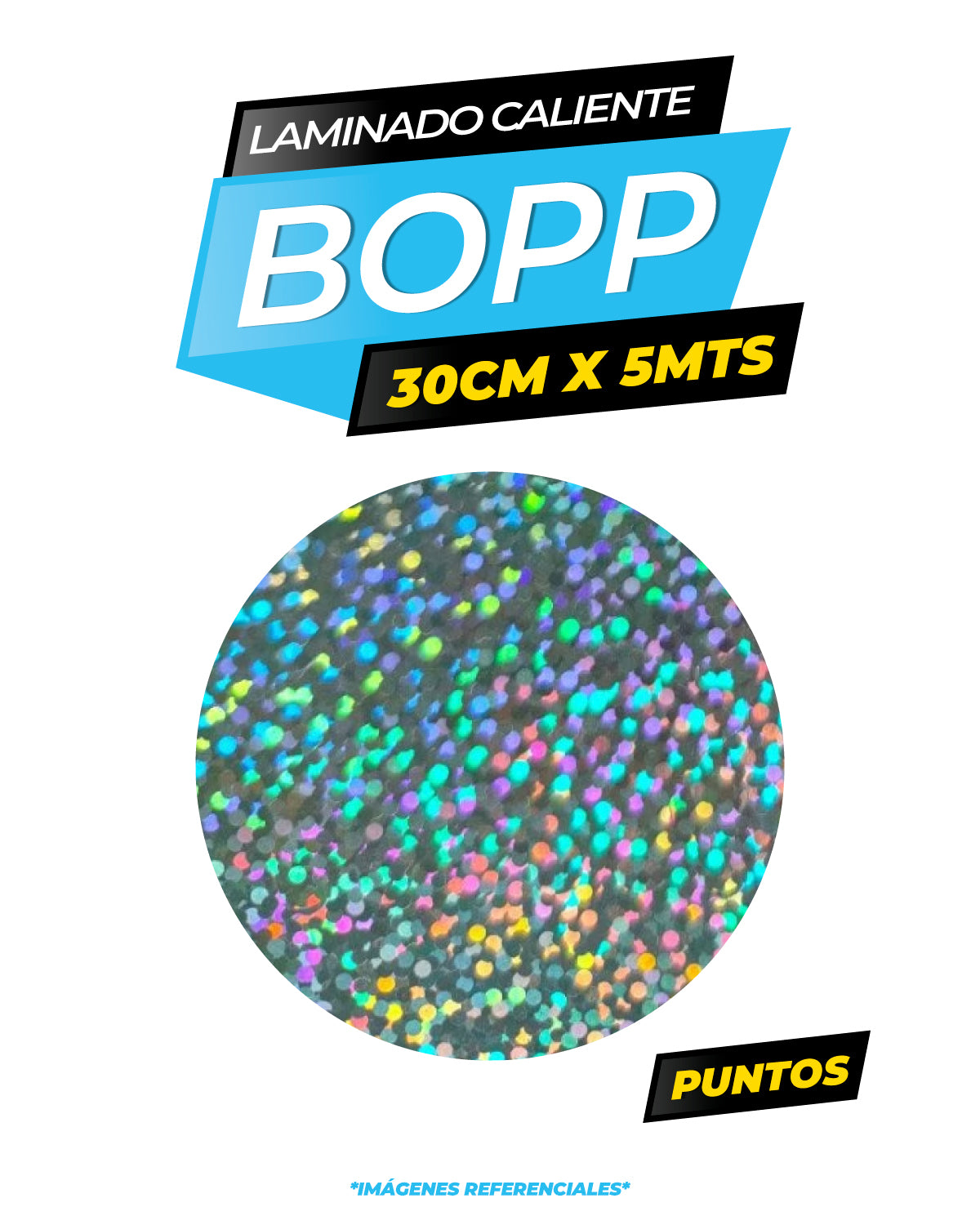 Rollo bopp holográfico PUNTOS / 30CMX5M