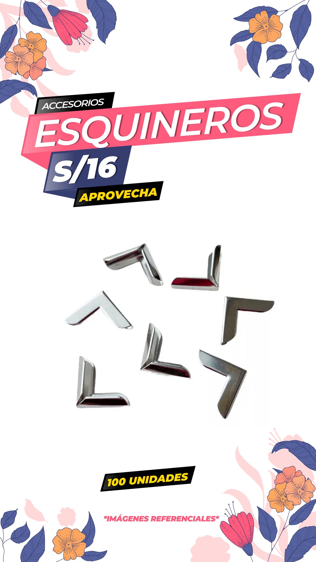Pack 100 unidades de Esquinero - Plateado