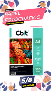 Papel Fotográfico Brillante 230 gr. A4-20H Cbit