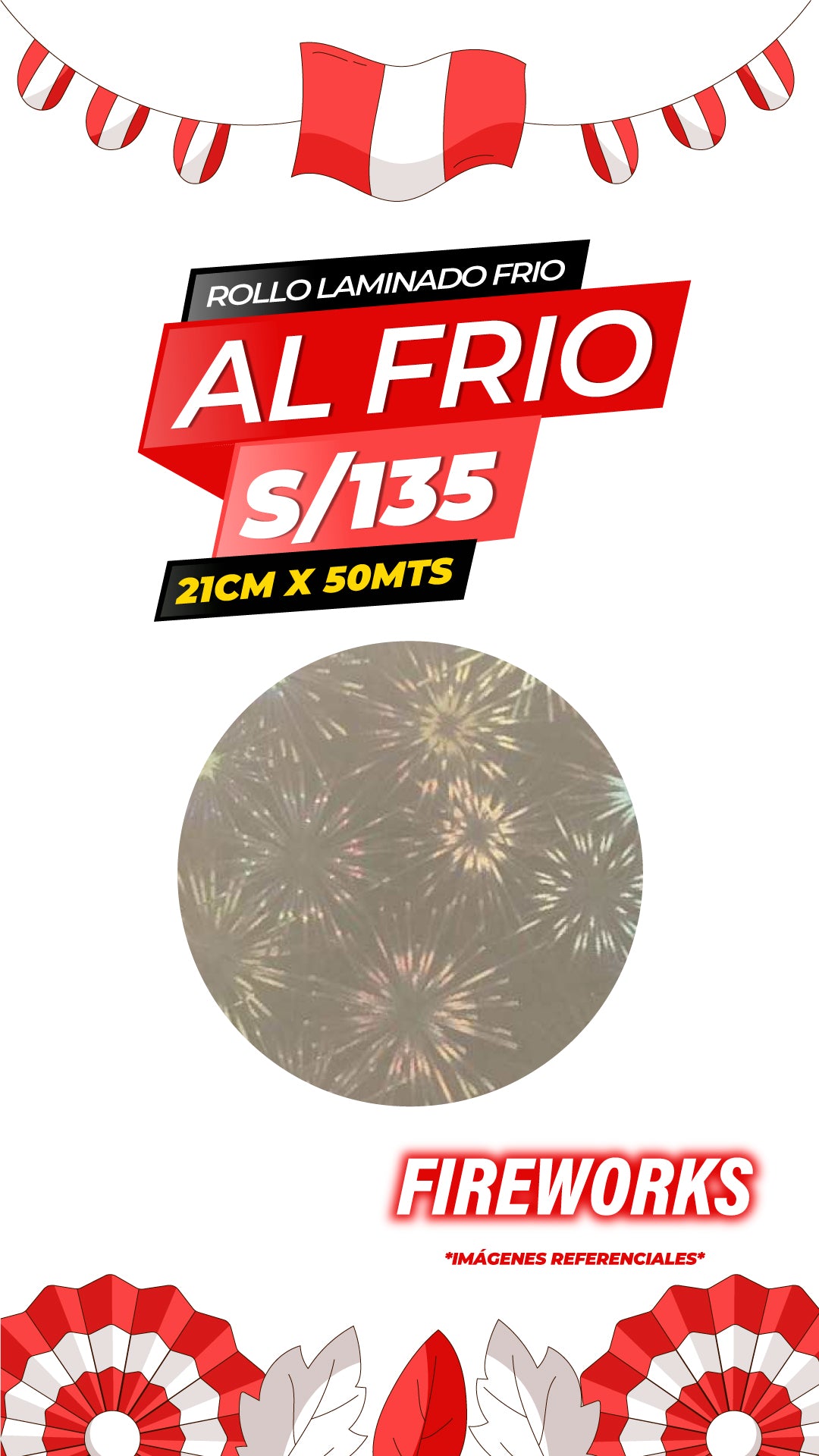Laminado frio holográfico FIREWORKS / 21CM X50MTS ROLLO