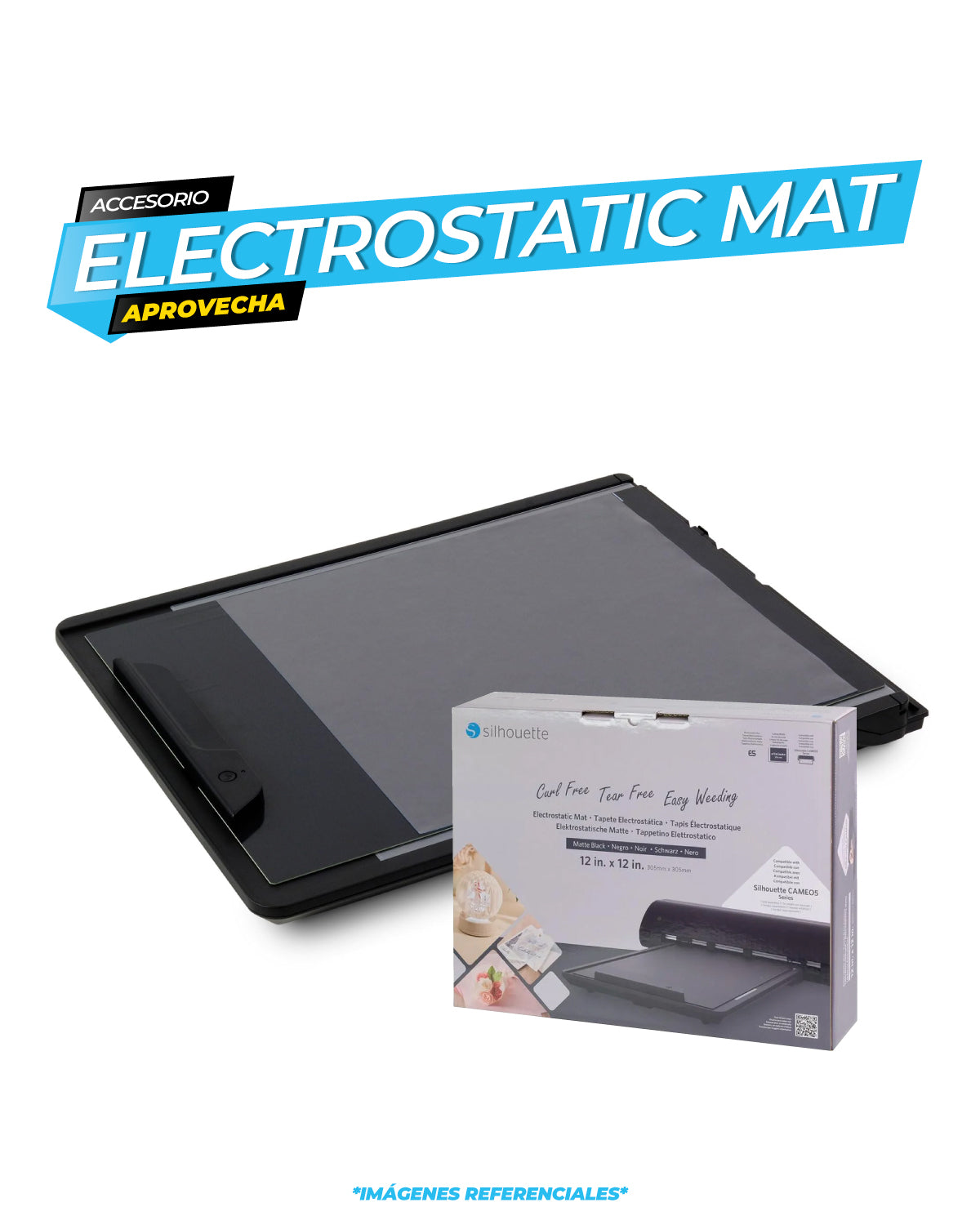 Alfombrilla de corte electrostática para Cameo 5 - 30.5 cm x 30. 5cm - Negro / Silhouette