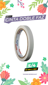 Cinta Doble Contacto 12mm x 10m / Pegafan