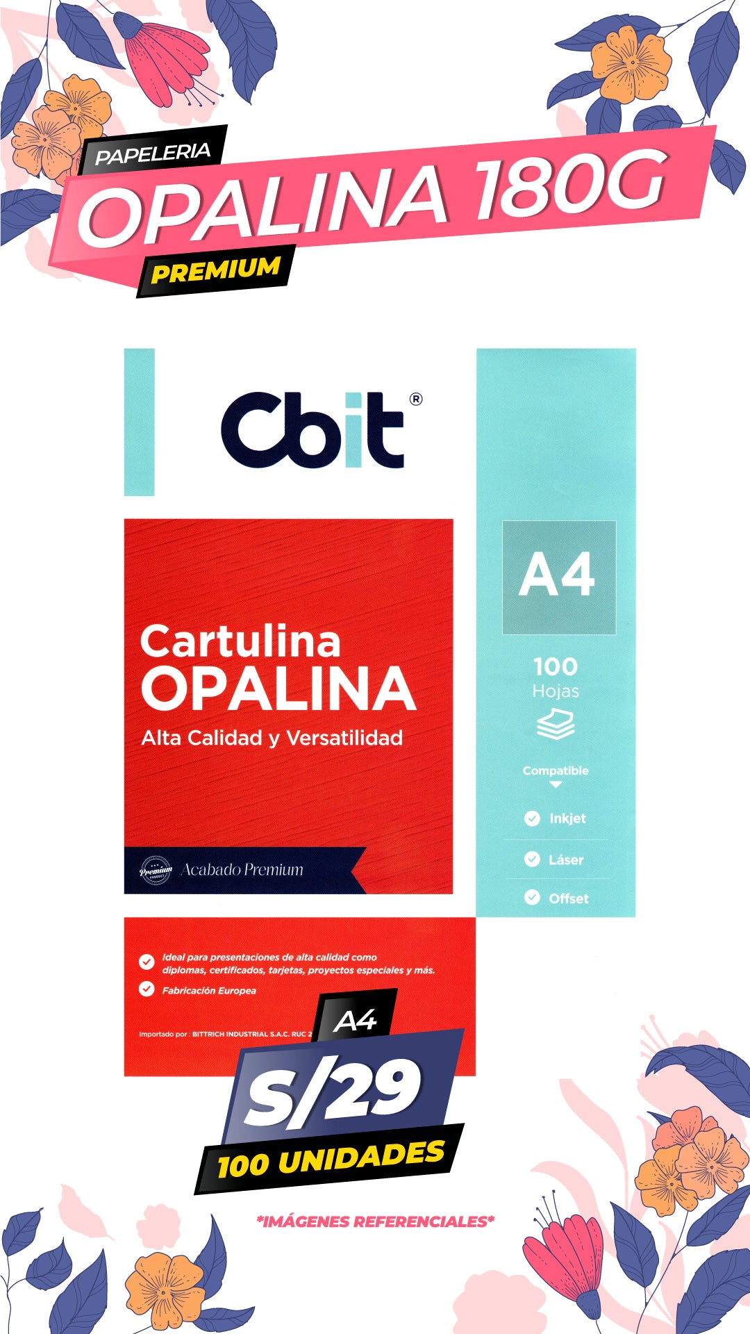 OPALINA 180G / 100 UNIDADES DE A4