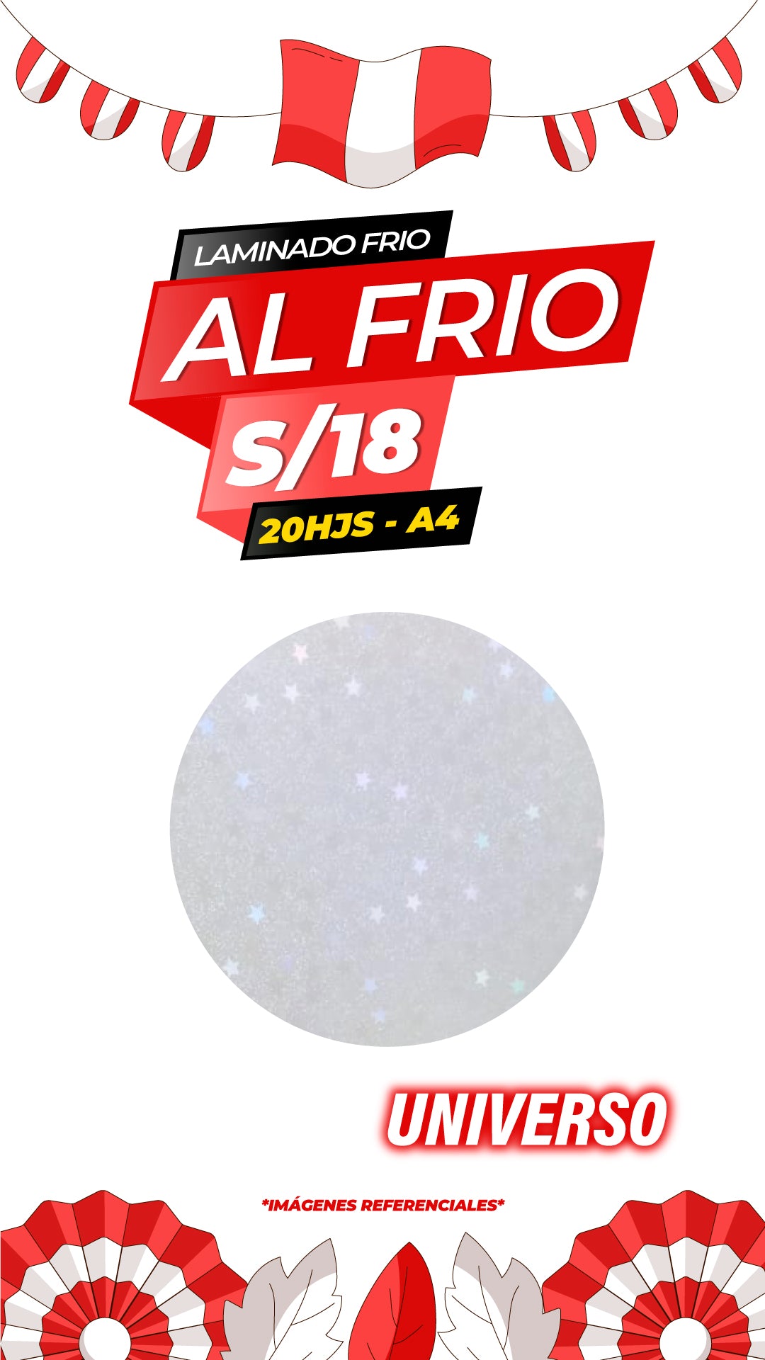 Laminado frio holográfico UNIVERSO / Pack 20 hojas A4