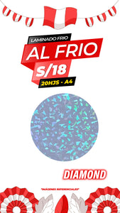 Laminado frio holográfico DIAMOND / Pack 20 hojas A4