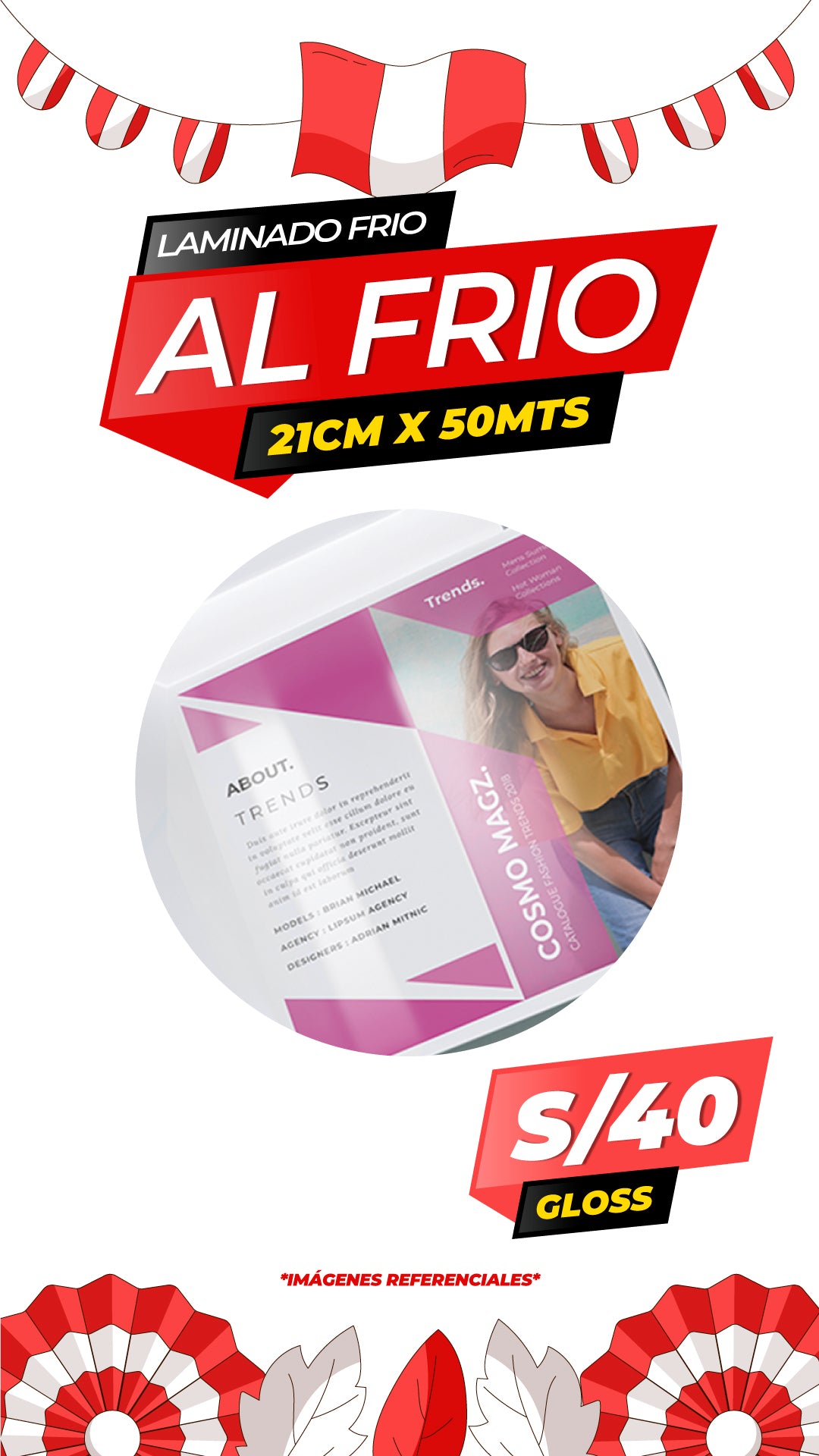 Laminado frio glossy  / ROLLO 20cmx50m