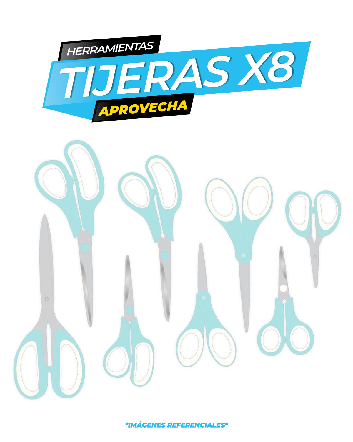 Pack Tijeras de 8 piezas - Celeste / We R Makers