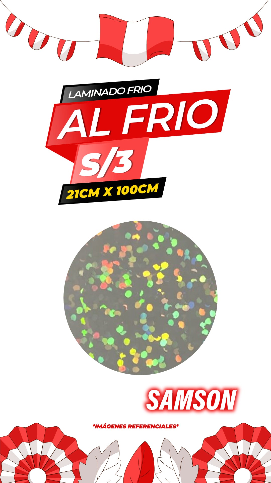 Laminado frio holográfico SAMSON / 21CM X100CM