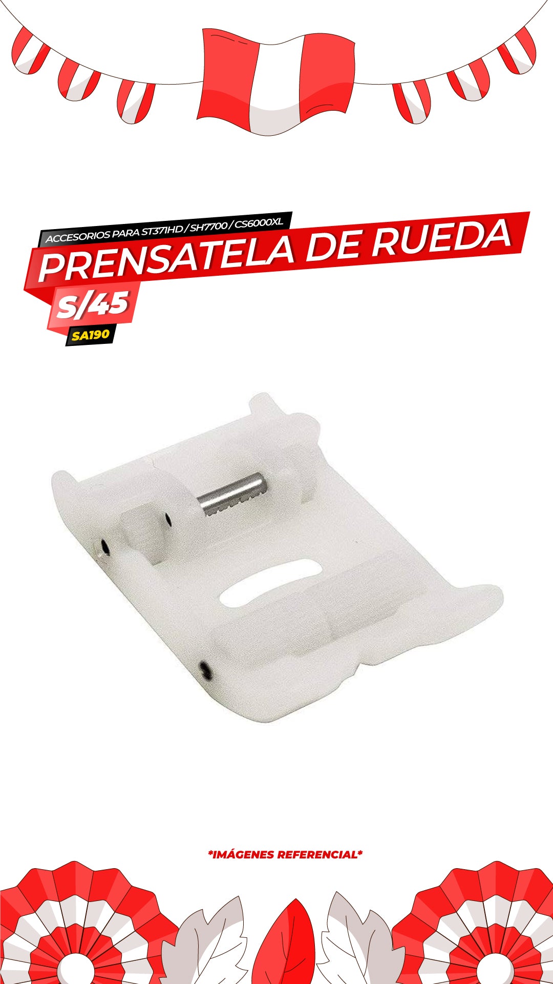 Prensatela Antiadherente con Rueda - ST371HD, SH7700, CS6000XL, NV970DL (SA190) / BROTHER