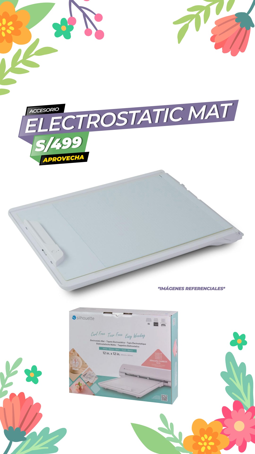 Alfombrilla de corte electrostática para Cameo 5 - 30.5 cm x 30. 5cm - Blanco / Silhouette