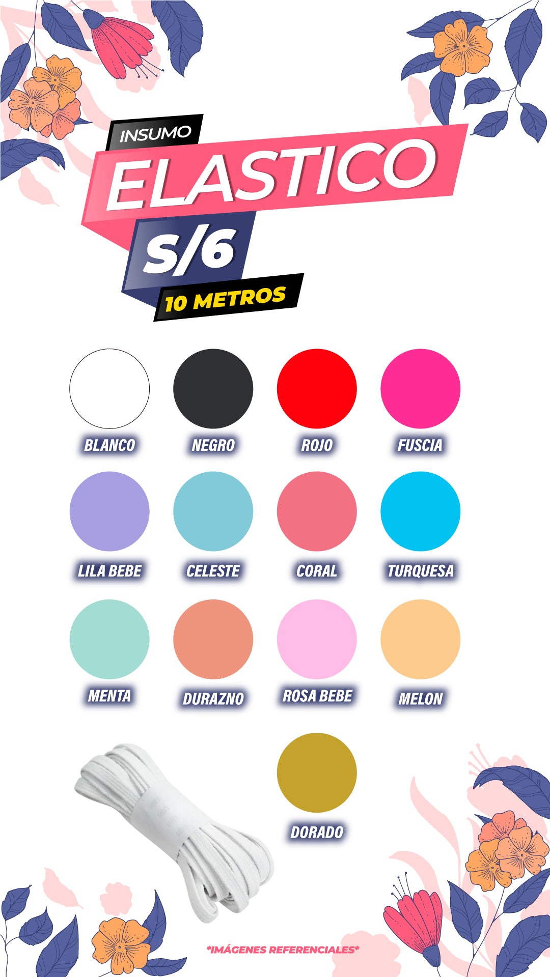 Elastico para Encuadernación / 10 metros / Plano