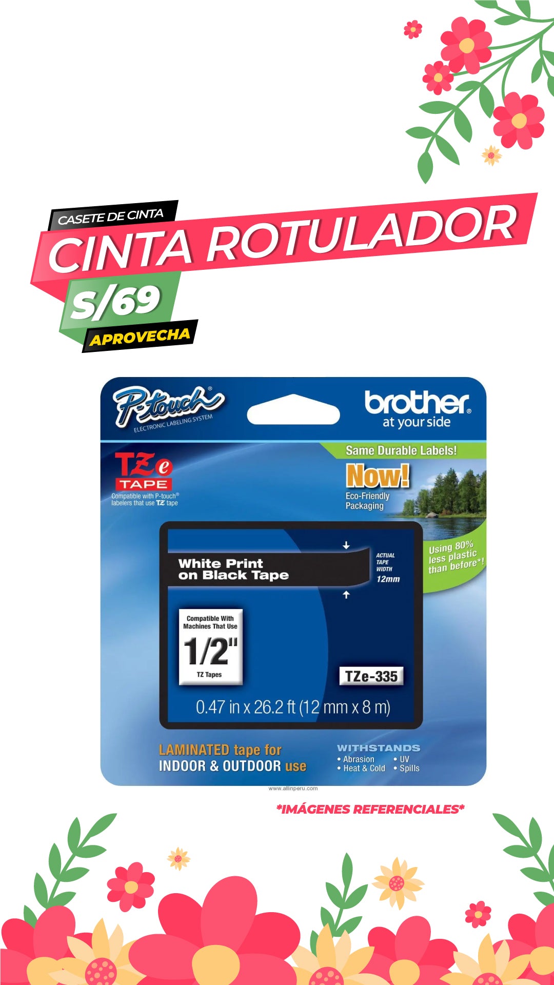 Cinta laminada Brother TZe-335