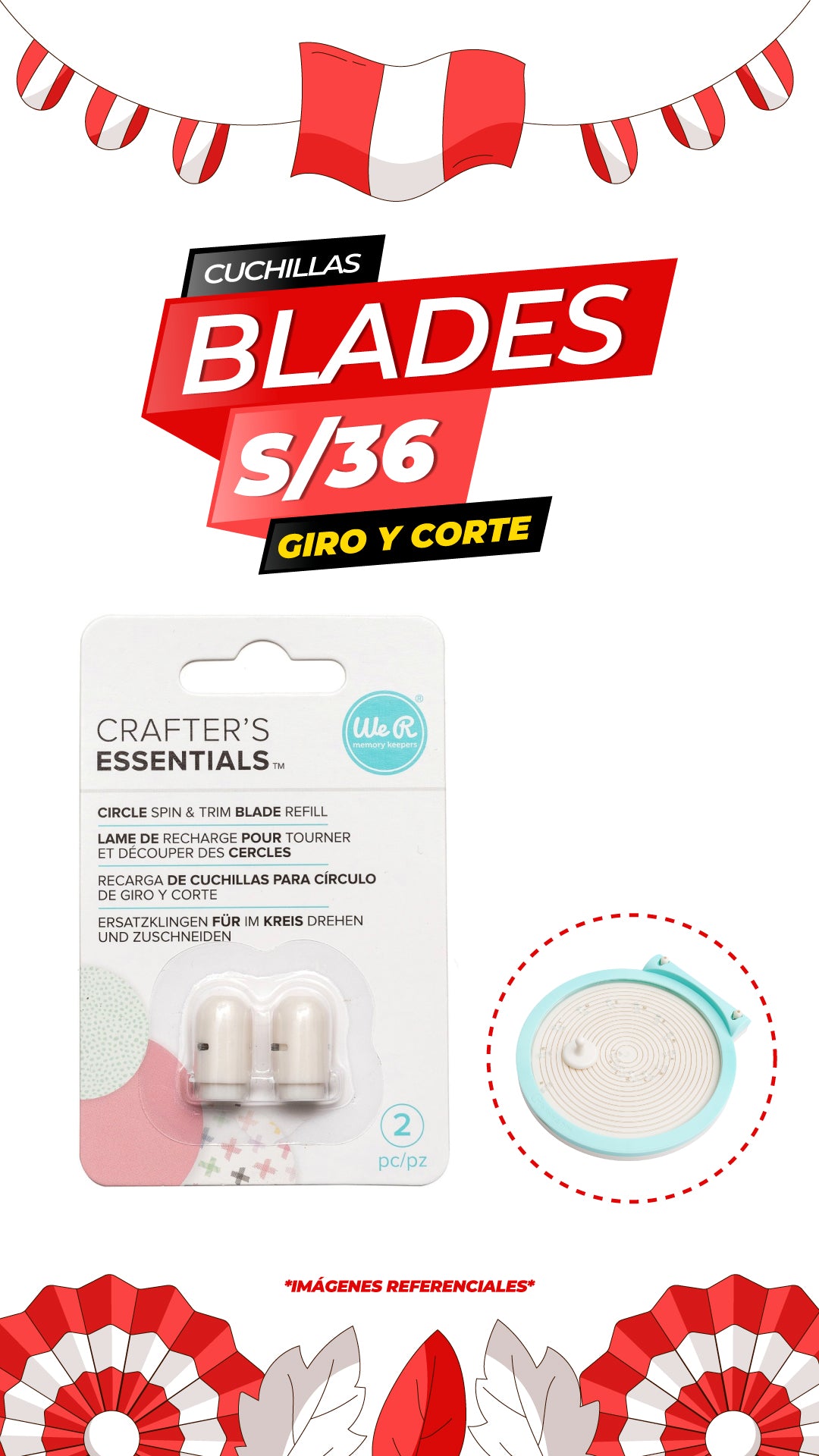 Circle Spin & Trim Refill Blades 2 piezas / We R Memory Keepers