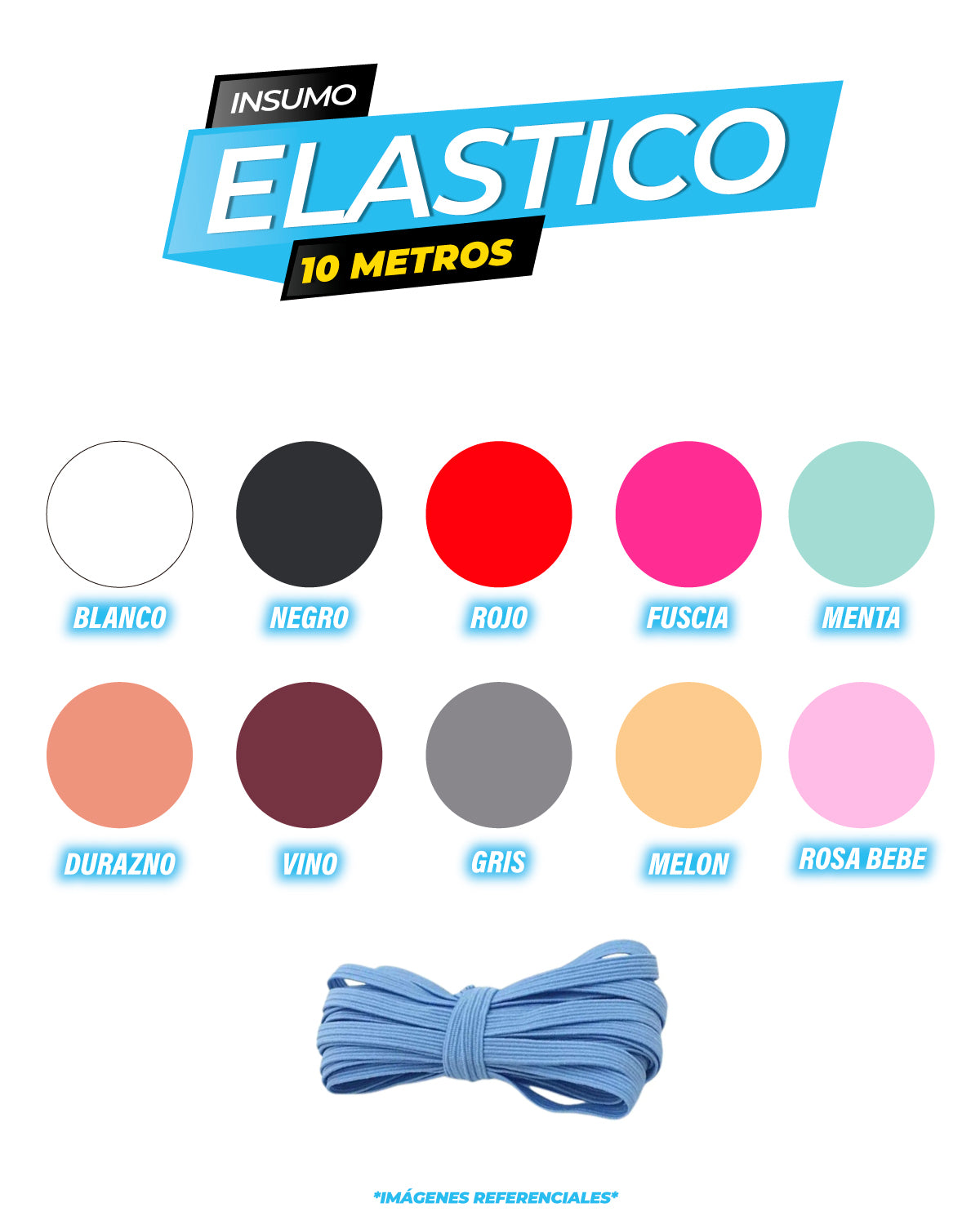 Elastico para Encuadernación / 10 metros / Plano