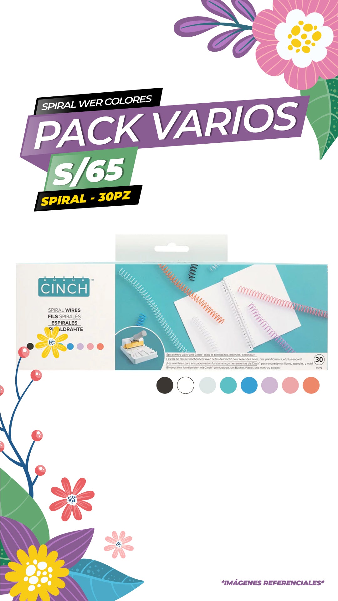 We R Memory Keepers Cinch Binding Wires 30/Pkg-Spiral