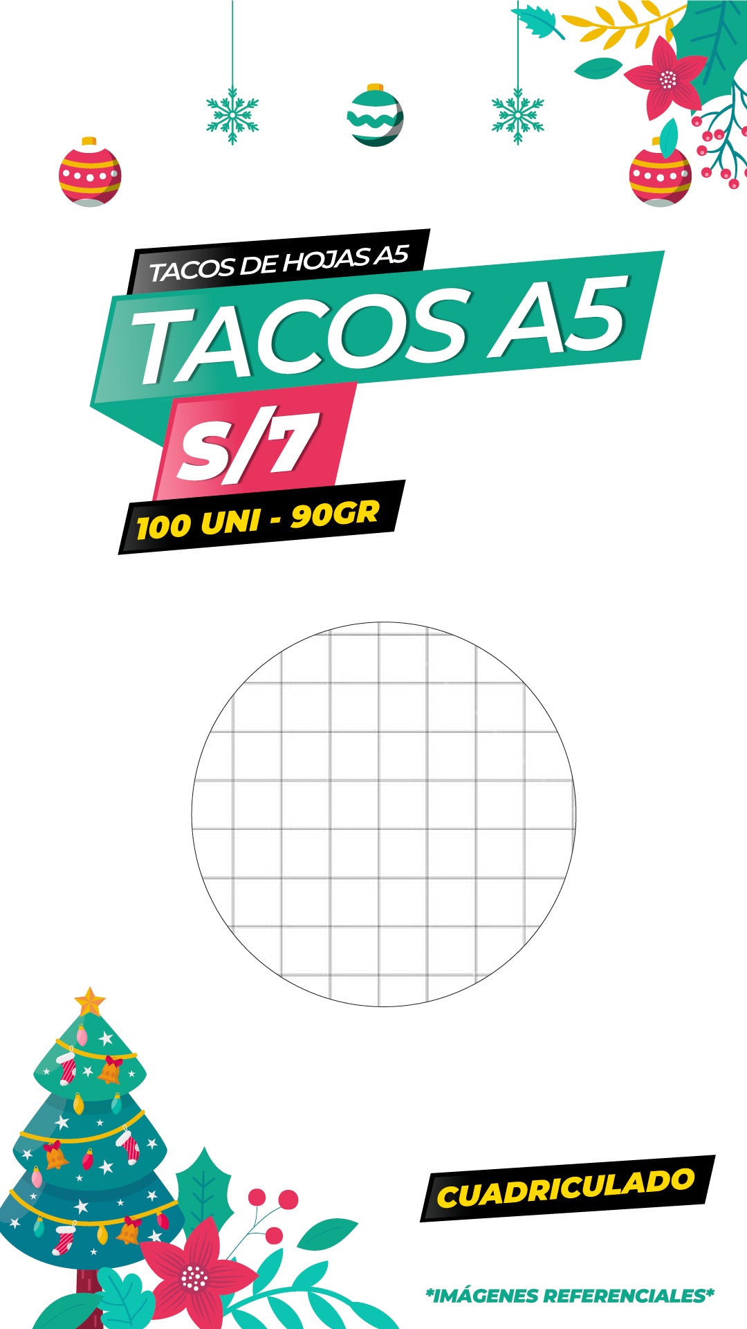 TACO A5 CUADRICULADO - 90GR - 100 HOJAS