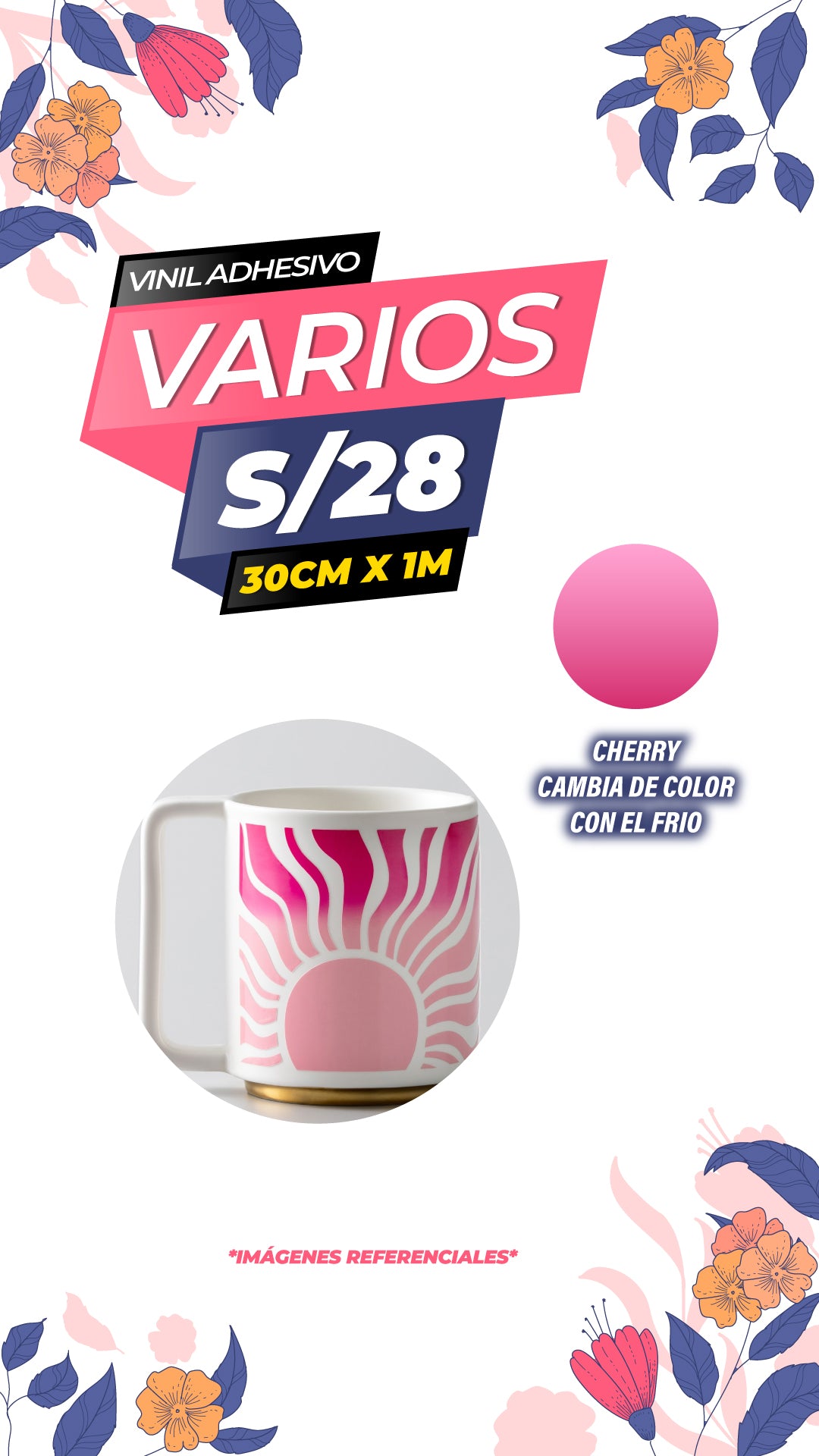 Vinil adhesivo 30cm x 1mt - Reactivo al frio