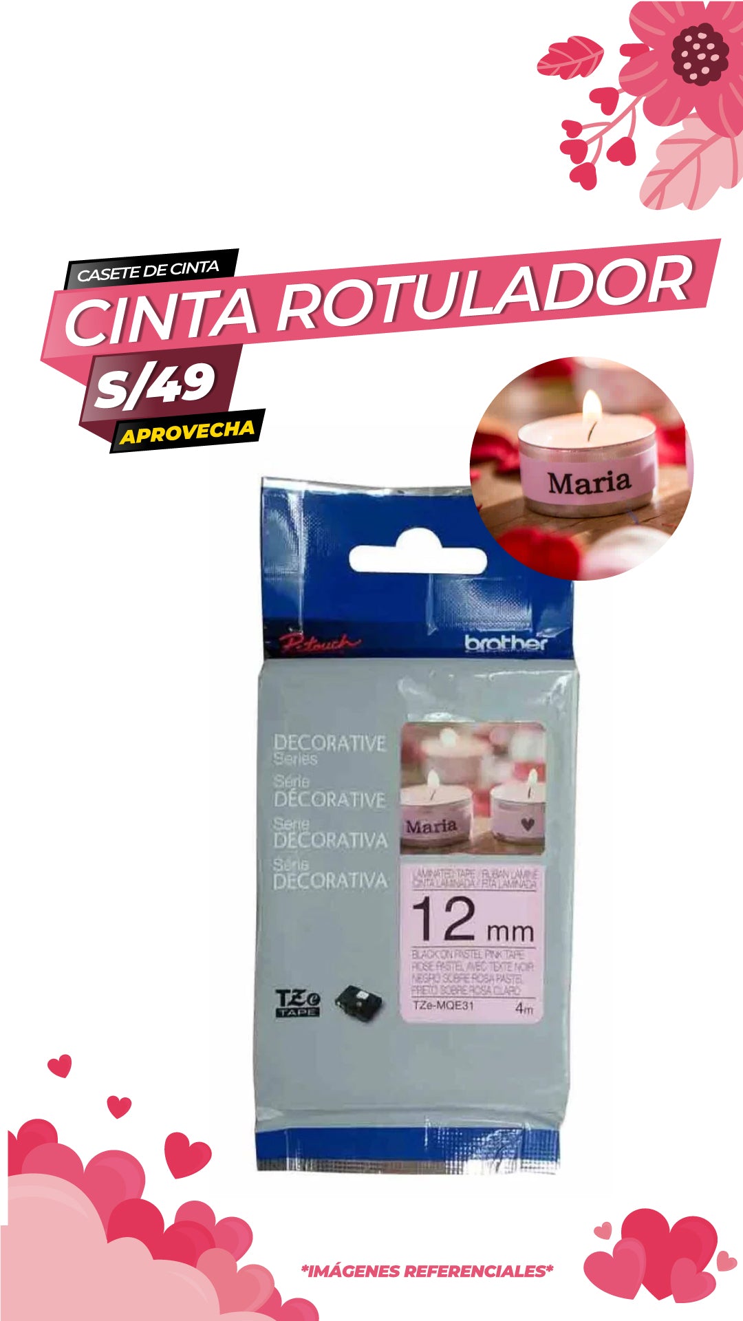 Cinta laminada Brother TZeMQE31
