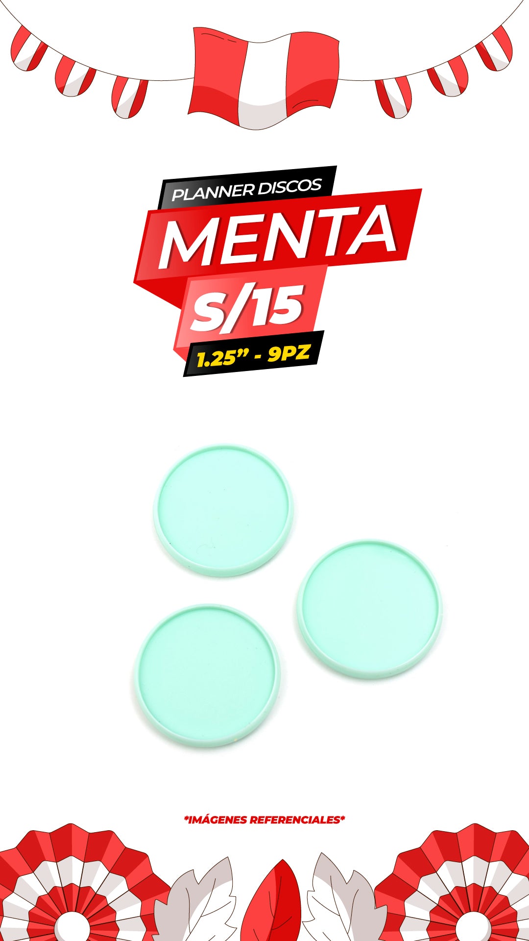 Planner Small Discs 1.25" 9pc / Mint