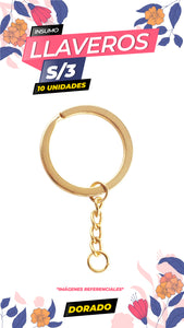 PACK ARGOLLA PARA LLAVEROS X 10 UNIDADES / DORADO