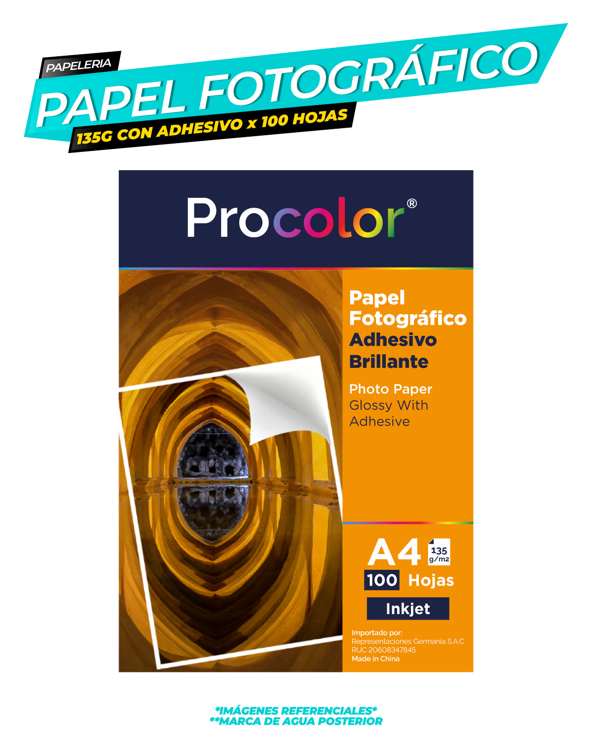 Papel Fotográfico Adhesivo 135 gr. A4-100H Procolor