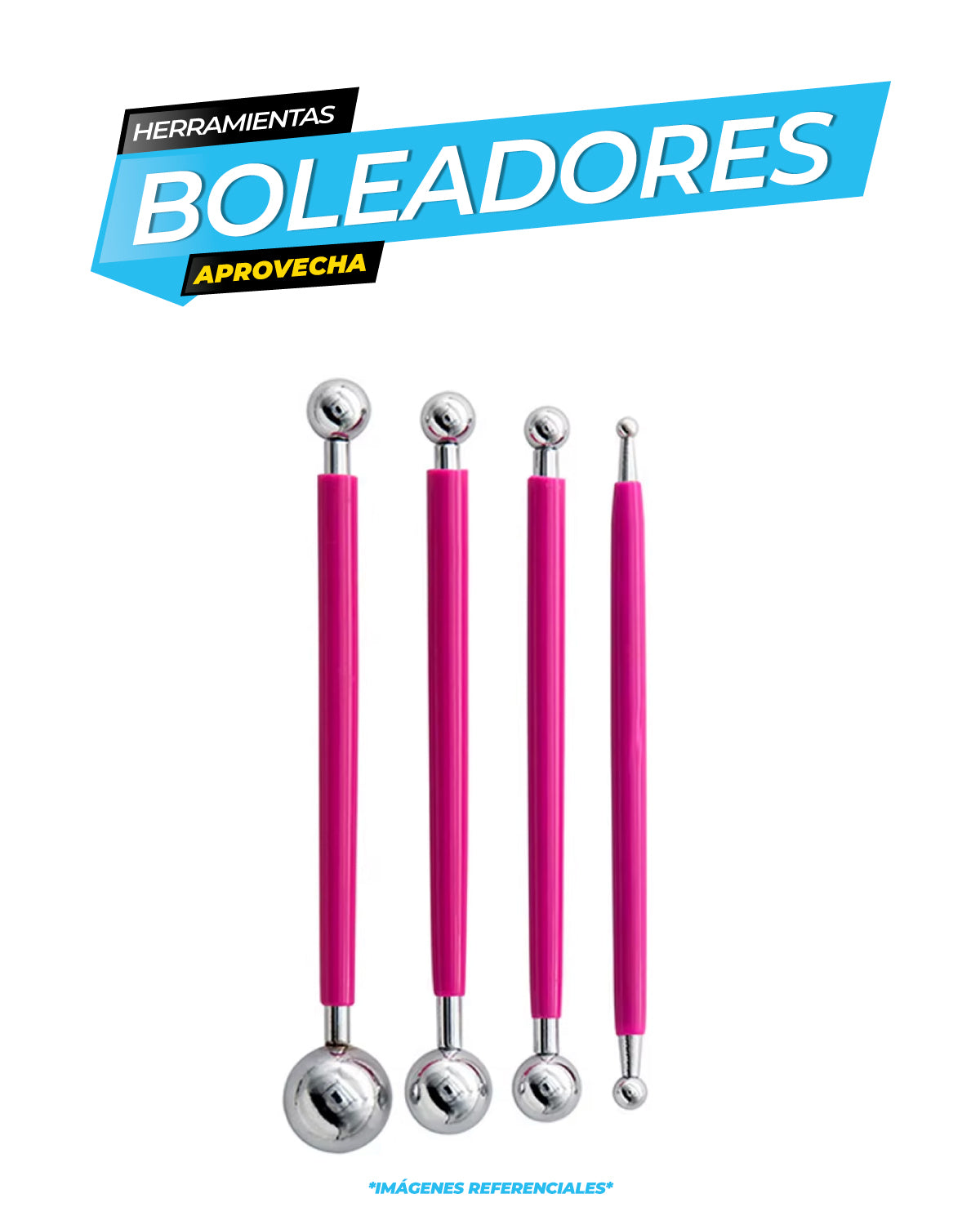 Set de boleadores x 4 piezas / Rosado