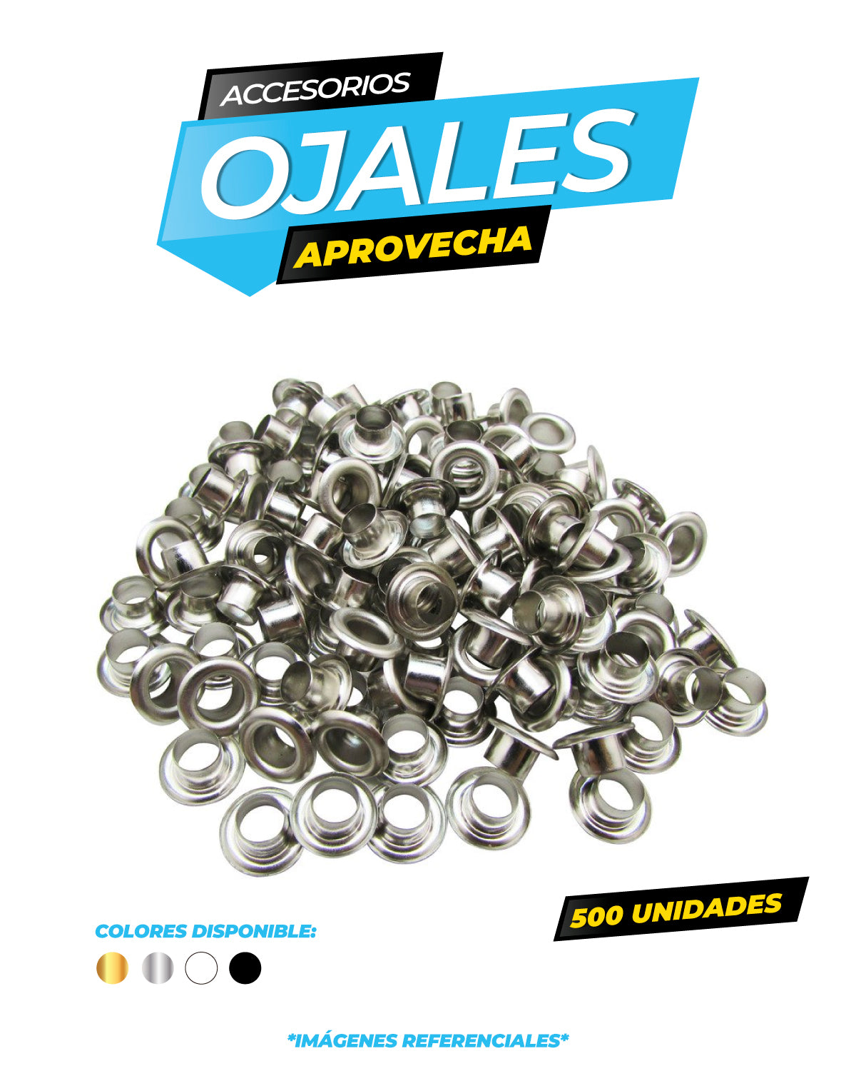 Pack 500 unidades de Ojales - Colores Varios / ALT