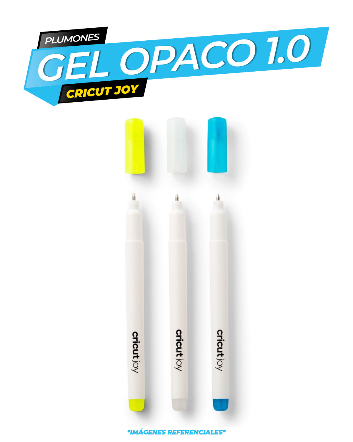 Boligrafos de Gel Opaco 1.0 mm - Amarillo - Blanco - Azul / CRICUT JOY