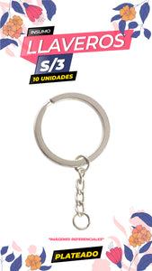 PACK ARGOLLA PARA LLAVEROS X 10 UNIDADES / PLATEADO