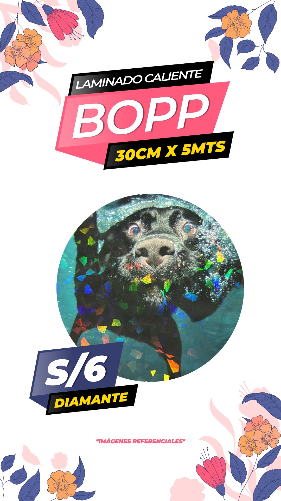 Rollo bopp holográfico DIAMANTE / 30CMX5M