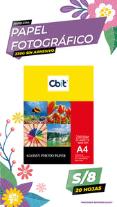 Papel Fotográfico Brillante 230 gr. A4-20H Cbit