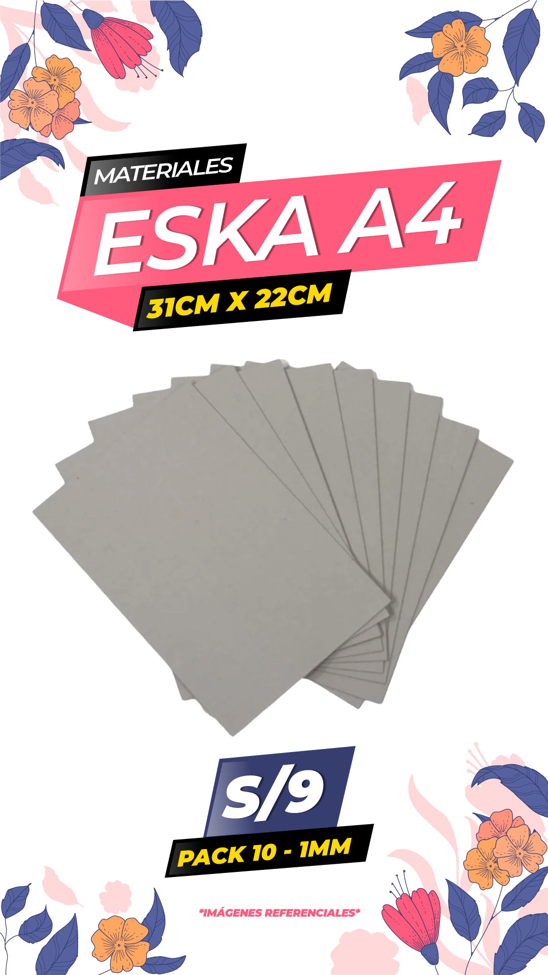 Carton Eska 1mm - 10 Unidades / A4 (31cm x 22cm)