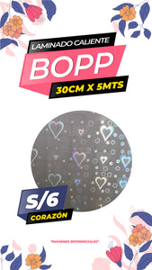 Rollo bopp holográfico CORAZÓN / 30CMX5M