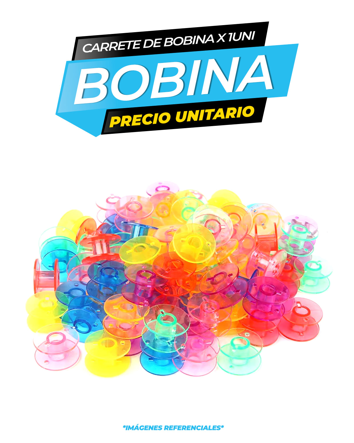 CARRETE DE BOBINA DE PLASTICO DE COLORES / 1 UNIDAD