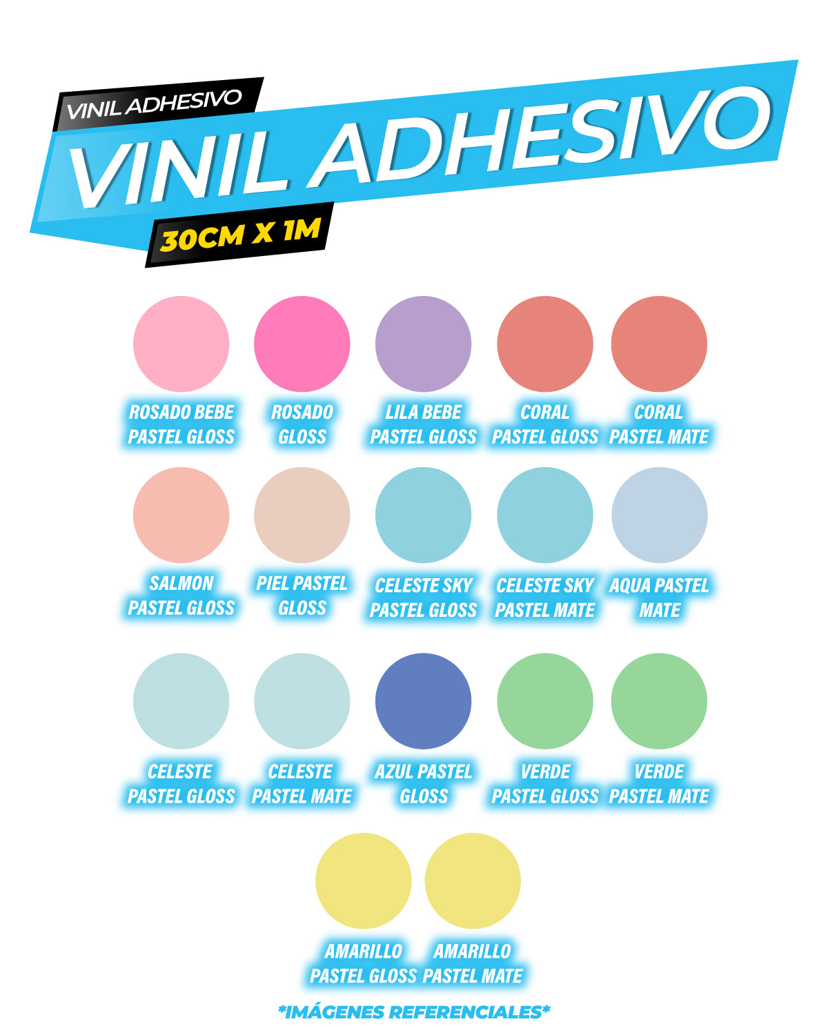 Vinil adhesivo 30cm x 1mt - Pastel