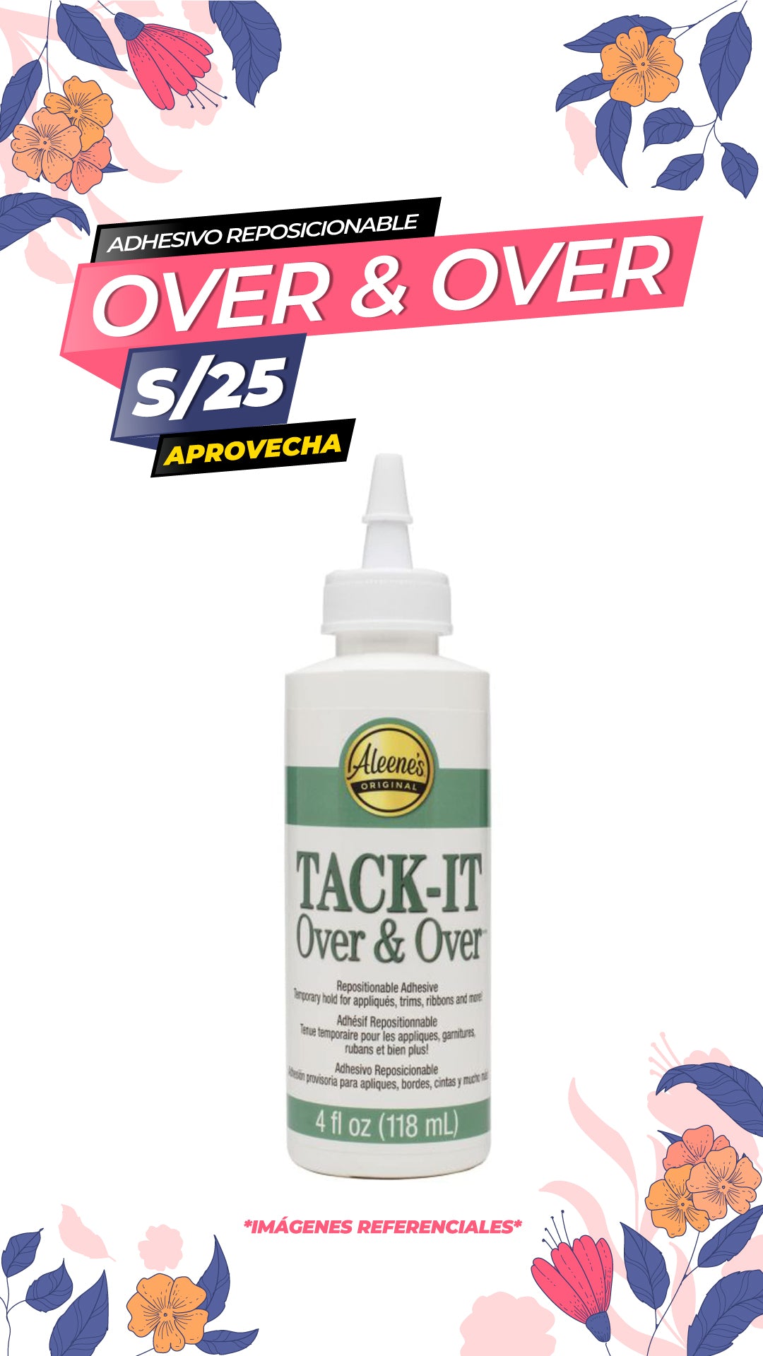 Goma reposicionable Tacky Glue Over&Over 4oz