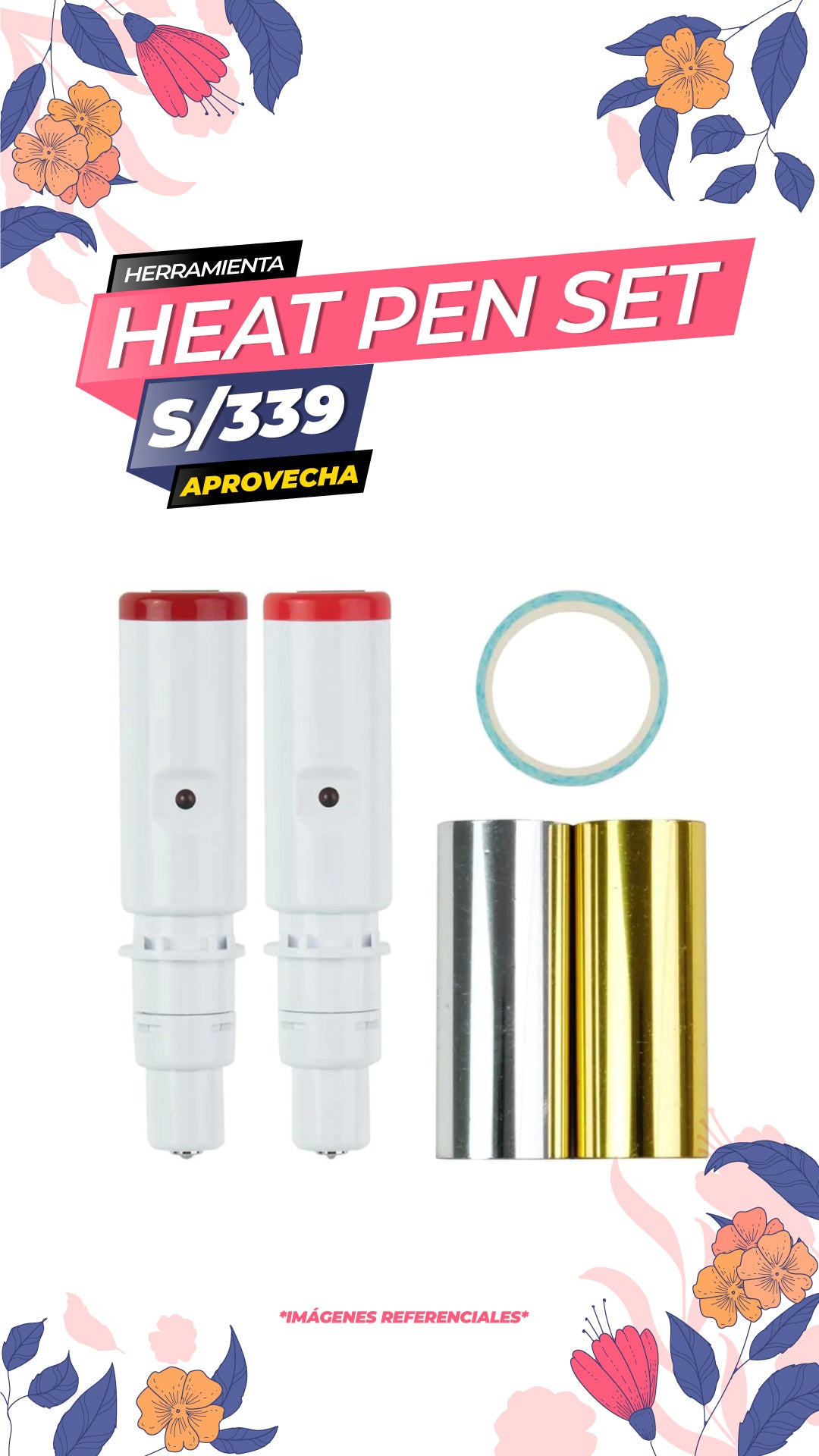KIT HEAT PEN FOIL 1MM Y 2.5MM SILHOUETTE CAMEO 5, PORTRAIT 4 Y CURIO 2