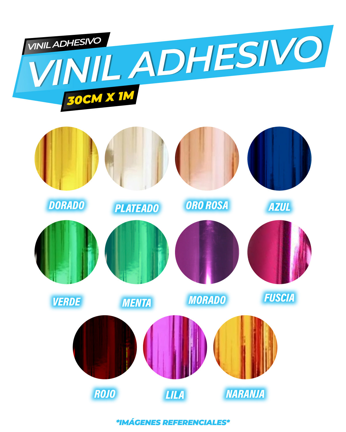 Vinil adhesivo 30cm x 1mt - Metalizado
