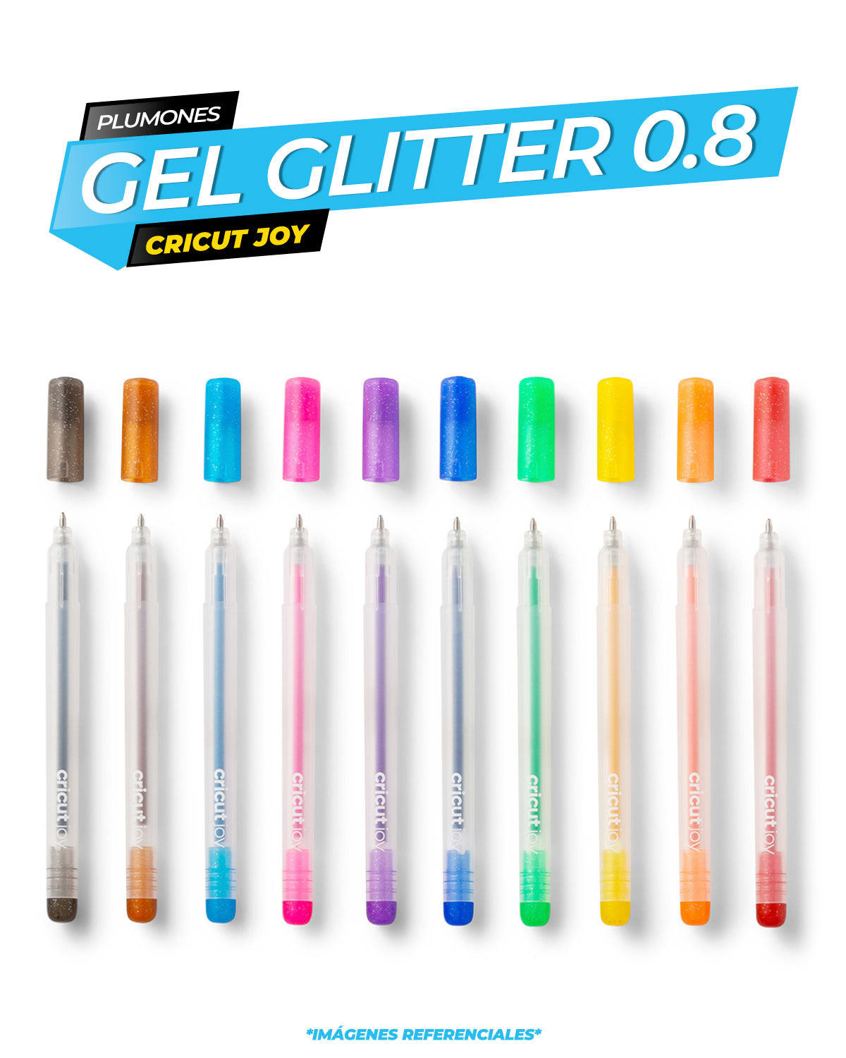 Boligrafos Glitter Gel Arcoiris 0,8 mm - 10 unidades / CRICUT JOY