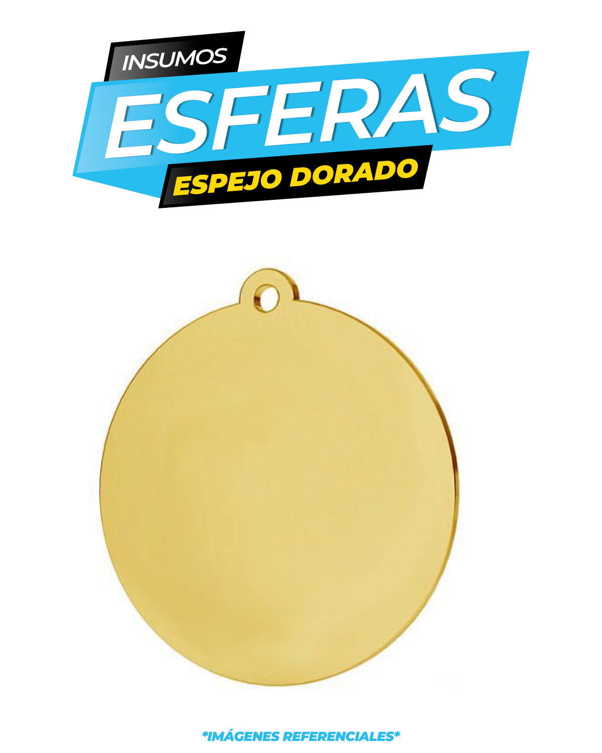 Esfera Plana Acrilico / Transparente - Espejo Dorado
