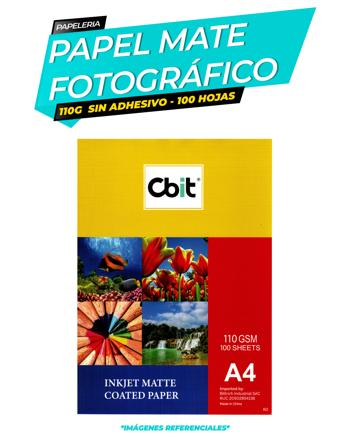 Papel Fotográfico Mate 110 gr. A4-100H Cbit
