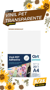 Vinil Adhesivo Pet Transparente Brillante. A4-20H Cbit