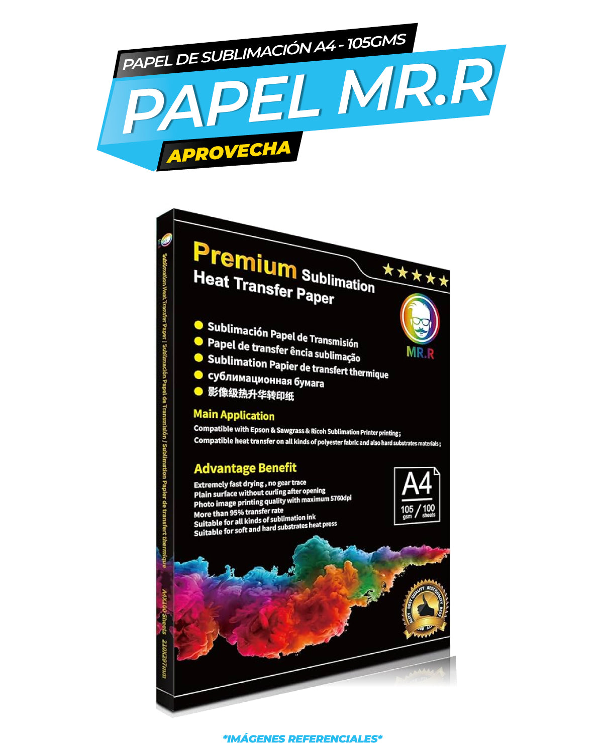 Papel de Sublimación Premium Mr. R - 105gr Tamaño A4