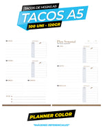 Cargar imagen en el visor de la galería, TACO A5 PLANNER COLOR - 120GR - 100 HOJAS / MODELOS VARIOS
