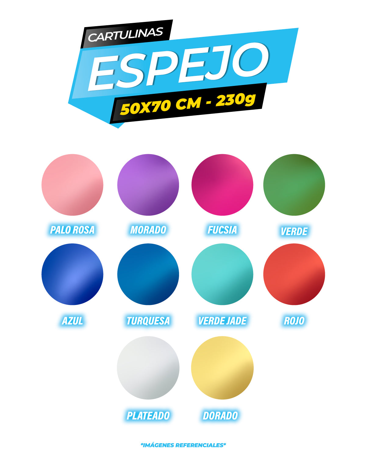 Pliego Cartulina Espejo 230gr - 50CM X 70CM