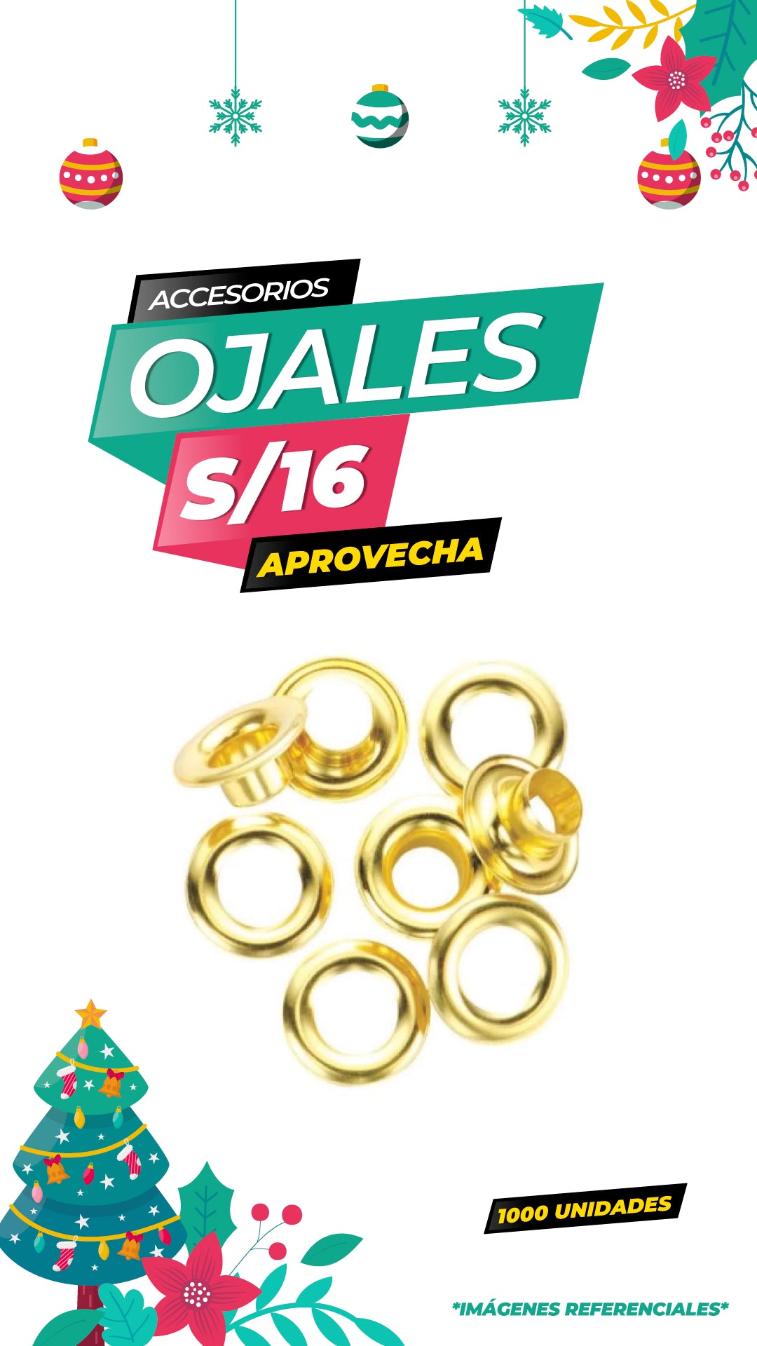 Pack 1000 unidades de Ojales - Dorado