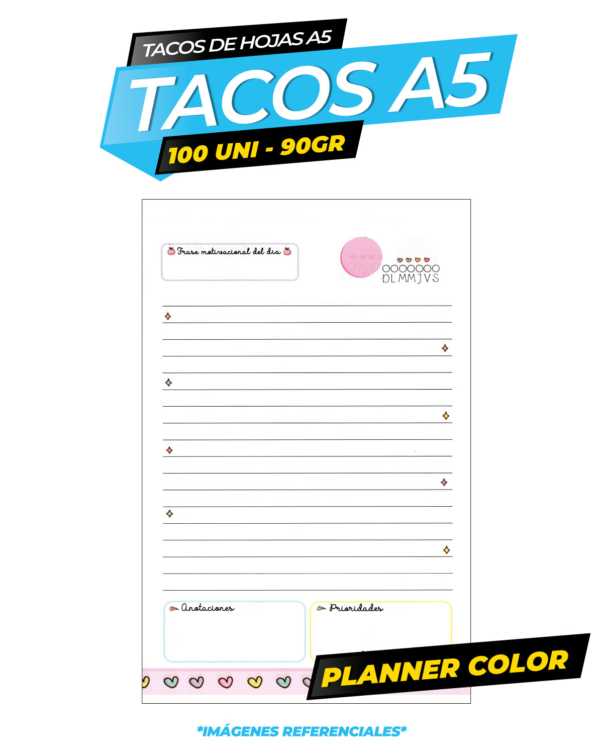 TACO A5 PLANNER COLOR - 90GR - 100 HOJAS
