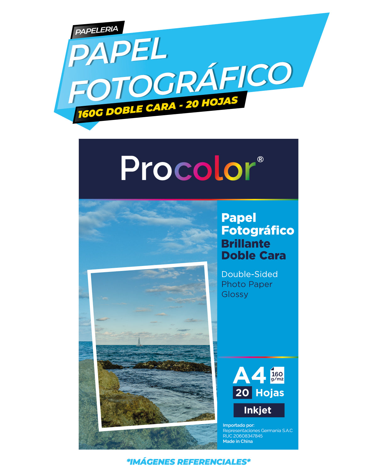 Papel Fotográfico Brillante Doble Cara 160 gr. A4-20H Procolor