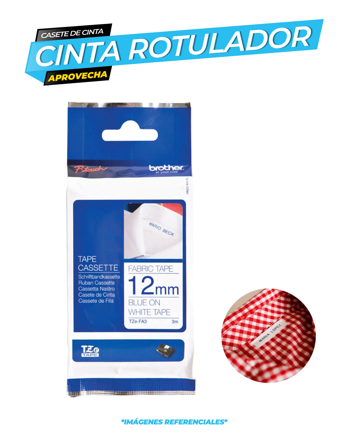 Cinta laminada Brother TZe-FA3