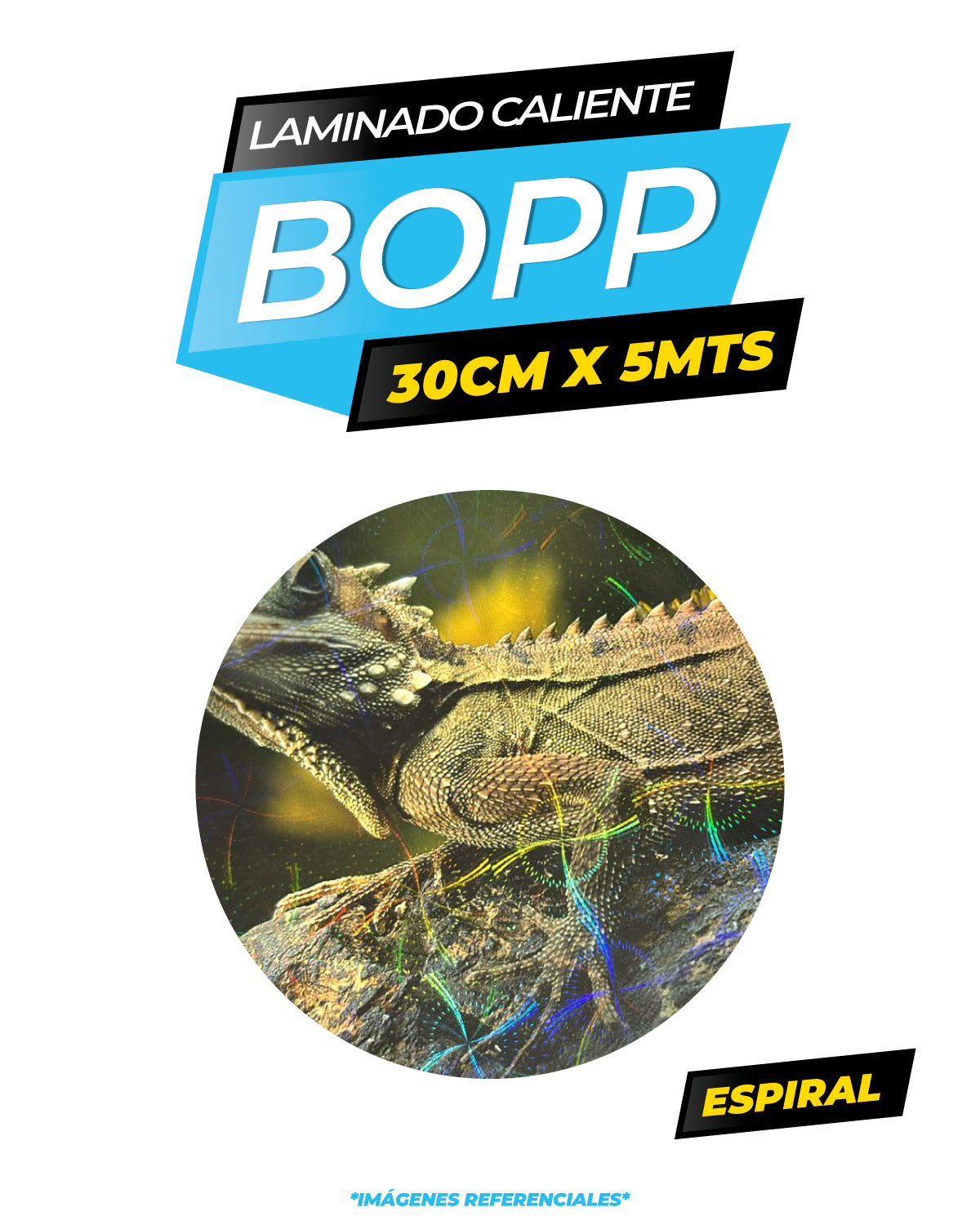 Rollo bopp holográfico ESPIRAL / 30CMX5M